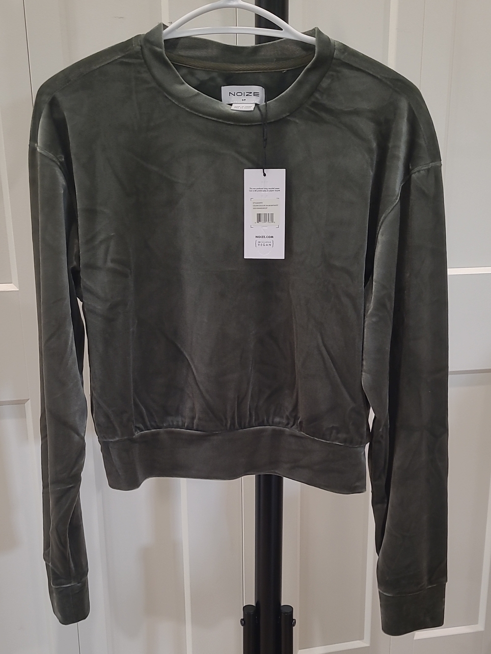 Noize Olive Green Velvet Crewneck Sweatshirt